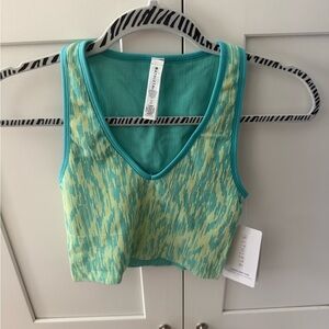 Athleta XS Aurora Teal and Yellow Crop Top